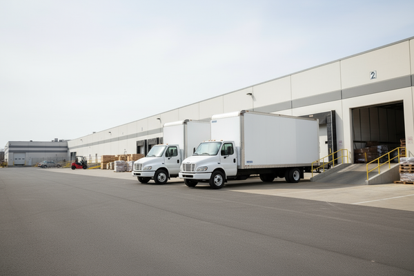 make the background a warehouse parking lot